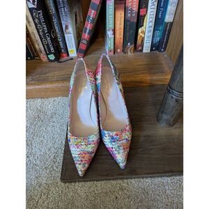 Kate Spade Women's 7.5B Leather Pointed Toe Multicolored Pump Heels Retro